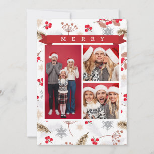 Merry Christmas Winter Modern Fir Holly 3 Photo