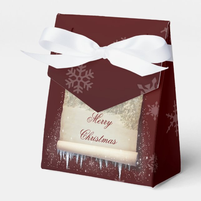 Merry Christmas Winter Parchment Illustration Favour Box (Front Side)