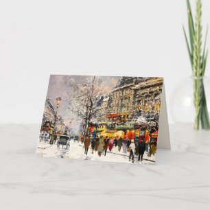Merry Christmas. Winter Parisian Scene Holiday Card