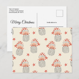 Merry Christmas winter party Santa face nursery Postcard