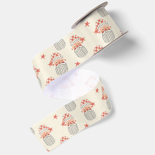 Merry Christmas winter party Santa face nursery Satin Ribbon