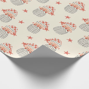 Merry Christmas winter party Santa face nursery Wrapping Paper