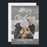 Merry Christmas Winter Photo Card<br><div class="desc">Rustic Merry Christmas Charcoal Grey Hand Lettered Script Snowflake Holiday Winter Photo Card. The photo and text of this hand lettered brush script can be updated and customised with your photo and name.</div>