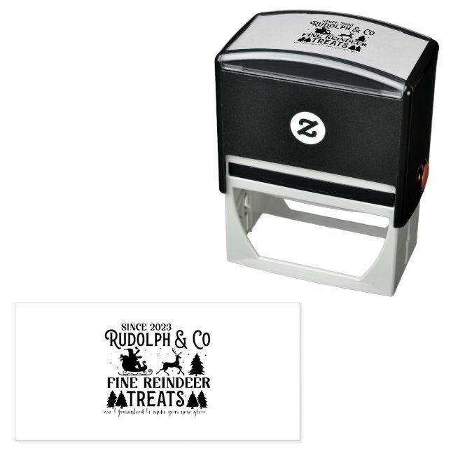 Merry Christmas Winter Rudolph Reindeer Self-inking Stamp (In Situ)