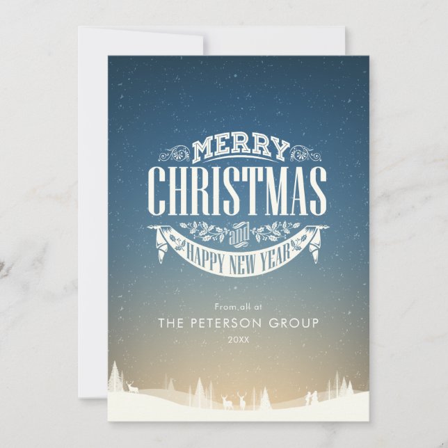 Merry Christmas Winter Scene Corporate Holiday Card (Front)