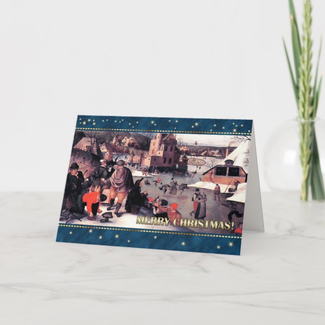Merry Christmas. Winter Scene Fine Art Christmas  Holiday Card (Front)
