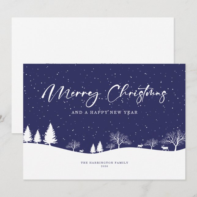 Merry Christmas Winter Scene Holiday Card (Front/Back)