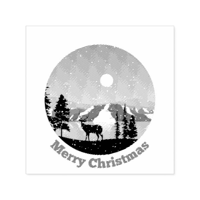 Merry Christmas Winter Scene Self-inking Stamp (Design)