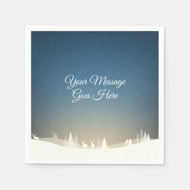  Merry Christmas Winter Snow Scene Personalised Napkin (Front)