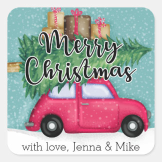 Merry Christmas | Winter Snowflake Car Square Sticker