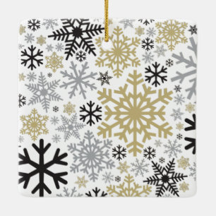 Merry Christmas Winter Snowflake Pattern Ceramic Ornament