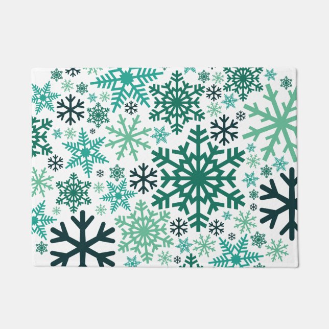 Merry Christmas Winter Snowflake Pattern Doormat (Front)