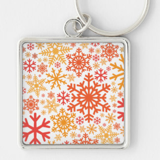 Merry Christmas Winter Snowflake Pattern Key Ring
