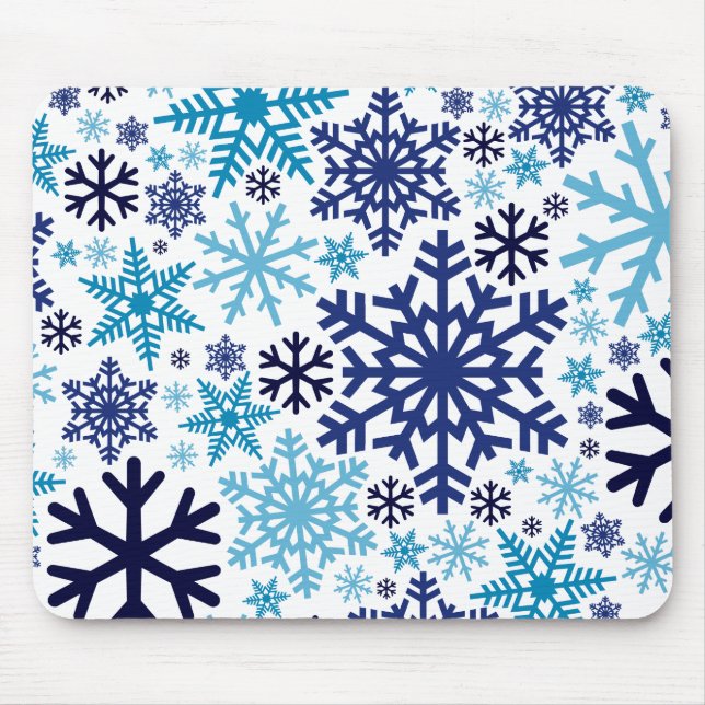 Merry Christmas Winter Snowflake Pattern Mouse Mat (Front)