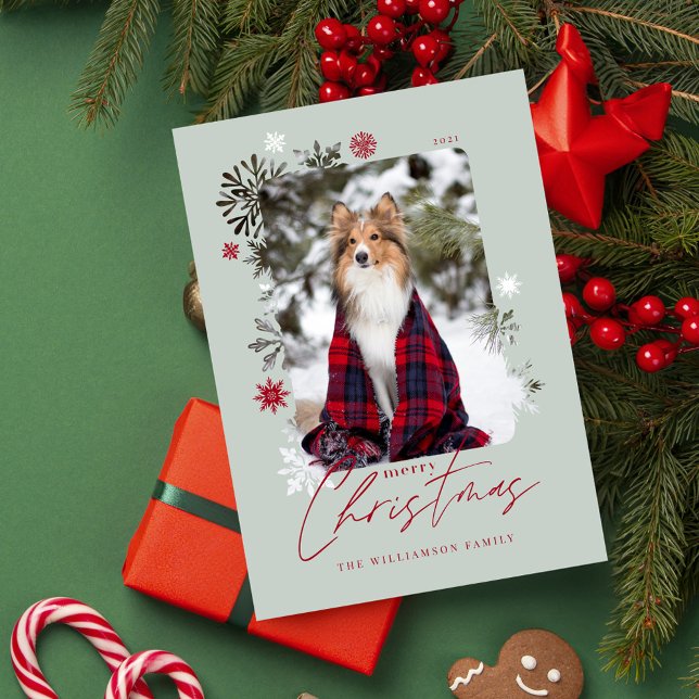 Merry Christmas Winter Snowflakes Family Photo Holiday Card (Merry Christmas Winter Snowflakes Family Photo Holiday Card)