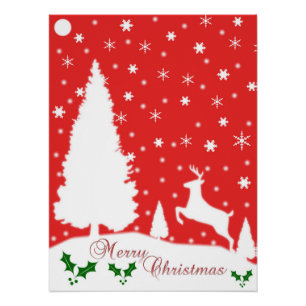 Merry Christmas Winter Snowflakes Poster