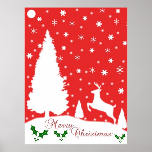 Merry Christmas Winter Snowflakes Poster (Front)