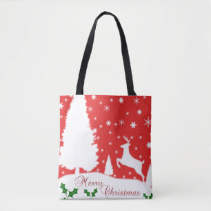 Merry Christmas Winter Snowflakes Tote Bag