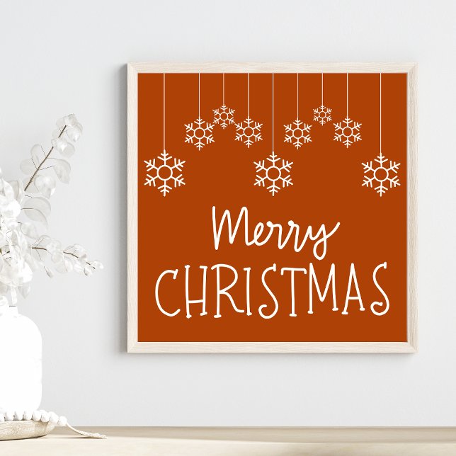 Merry Christmas Winter Snowflakes Typography Poster (Creator Uploaded)