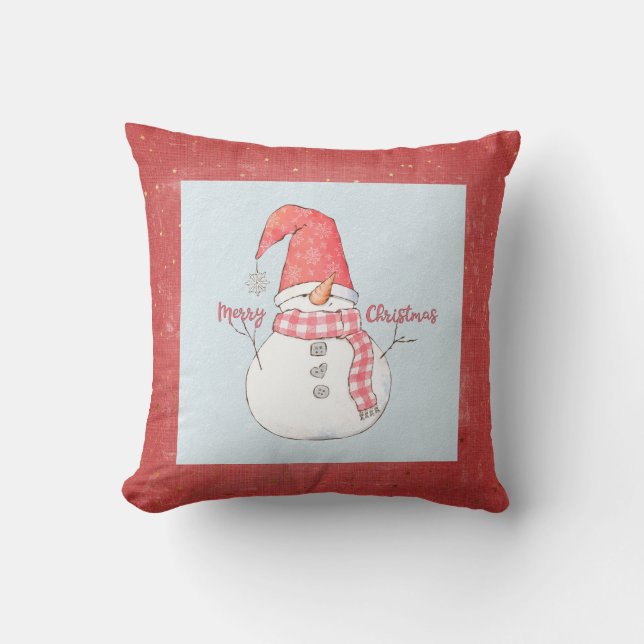 Merry Christmas Winter Snowman Year Keepsake  Cushion (Front)