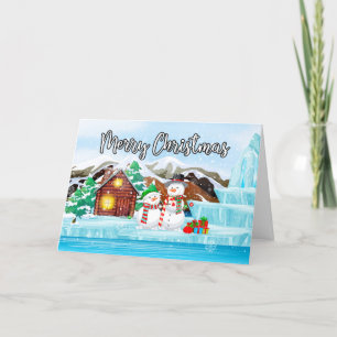 Merry Christmas Winter Snowmen Couple Holiday Card