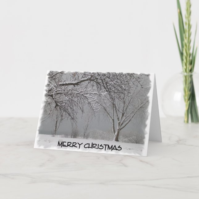 Merry Christmas-Winter Snowscene Holiday Card (Front)