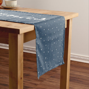 Merry Christmas Winter Stars Short Table Runner