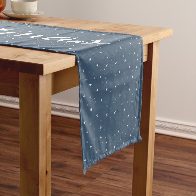 Merry Christmas Winter Stars Short Table Runner (In Situ)