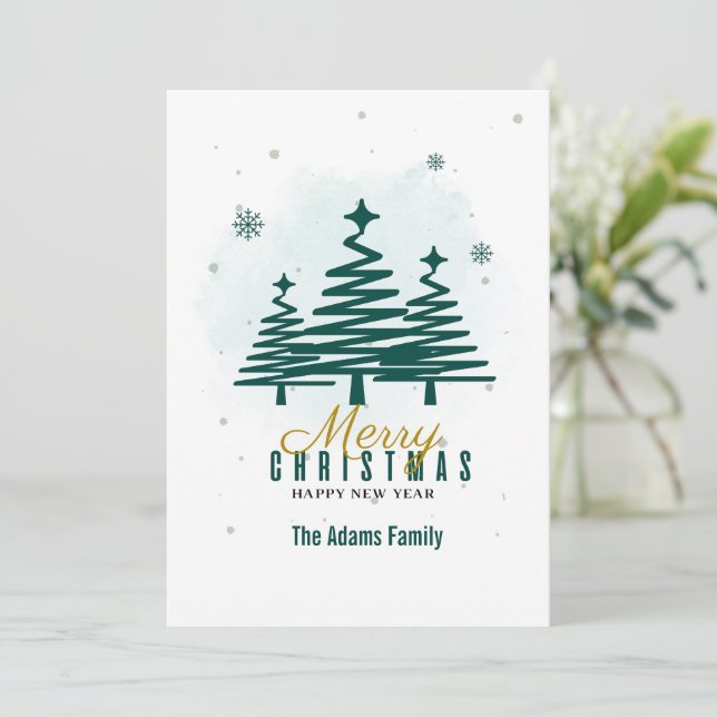 Merry Christmas Winter Tree minimalistic  Holiday Card (Standing Front)
