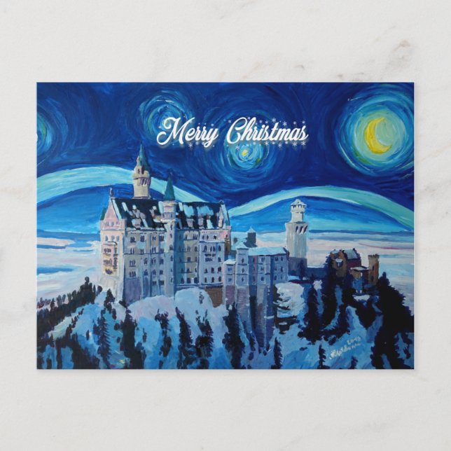 Merry christmas winter wonderland castle postcard (Front)