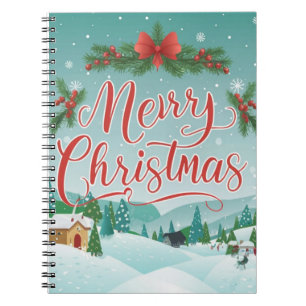 Merry Christmas Winter Wonderland Scene Notebook