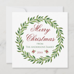 Merry Christmas Winter Wreath Family   Invitation
