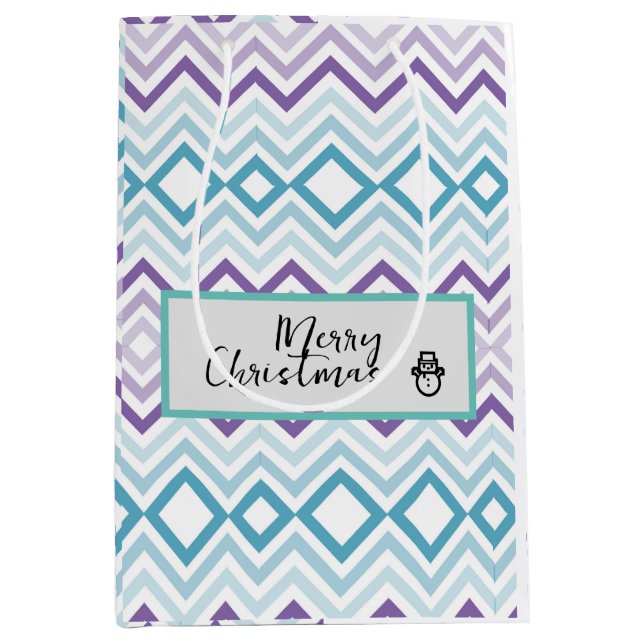 Merry Christmas  Wishes Chevron Pattern  Medium Gift Bag (Front)