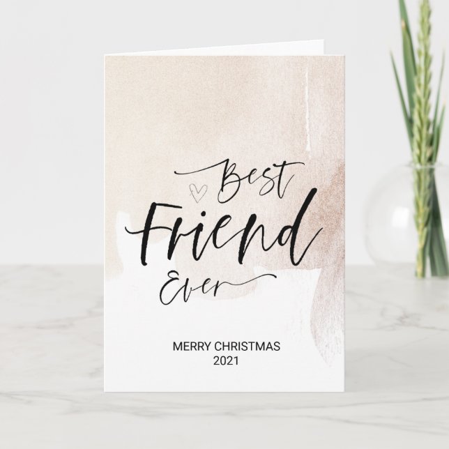 Merry Christmas Wishes For Best Friend Gold Xmas Card (Front)