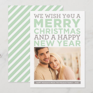 Merry Christmas Wishes Modern Mint Green Photo Holiday Card