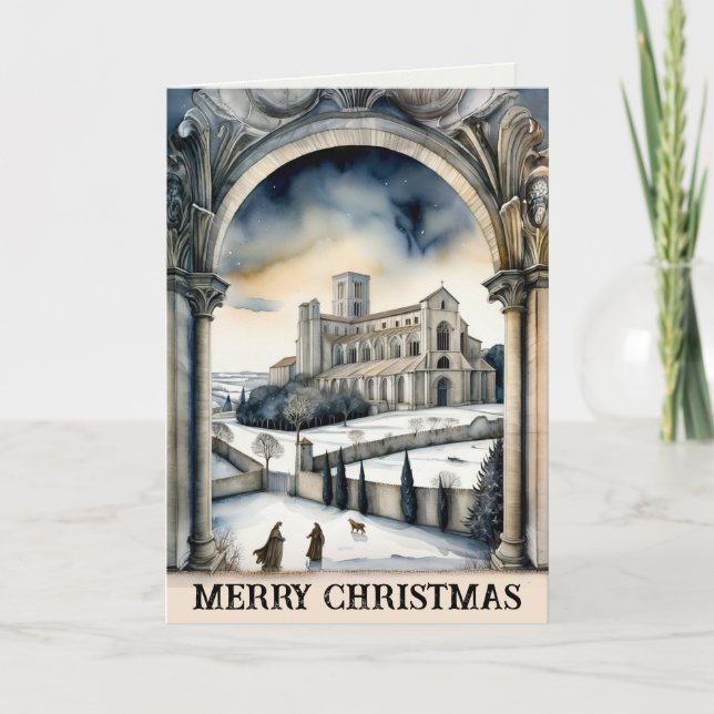 Merry Christmas Wishes Montmajour Abbey Card (Front)