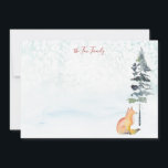 Merry Christmas Wishes Personalised Fox Card<br><div class="desc">Send festive Merry Christmas wishes with this simple yet rustic notecard featuring a charming watercolor fox and pine tree on a snowy background. The vintage and retro design showcases unique watercolor art by Victoria Grigaliunas of Do Tell A Belle, offering a cute winter scene perfect for spreading holiday cheer. Personalise...</div>