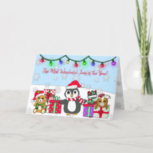 Merry Christmas Wishes Whimsical Penguin Card