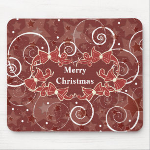 Merry Christmas wishes with bows and stars Mouse Mat
