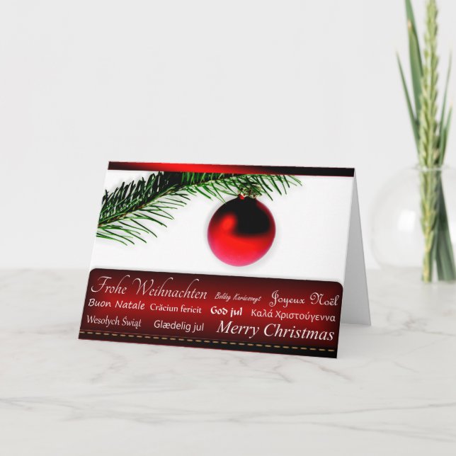 Merry Christmas Wishing with Decorative Ornament Holiday Card (Front)