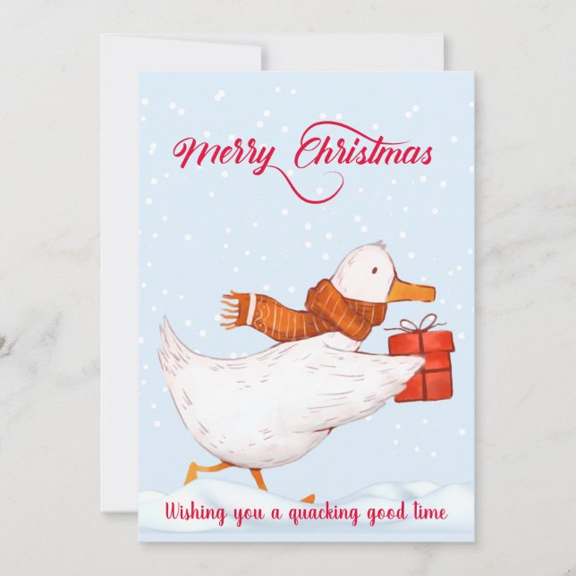 Merry Christmas Wishing You a Quacking Good Time Holiday Card (Front)
