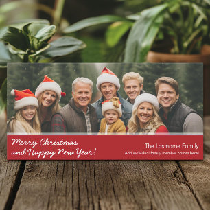 Merry Christmas with 1 horizontal panoramic photo Holiday Card