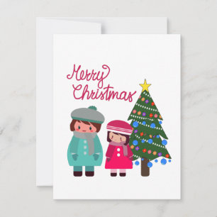 Merry Christmas with a Chibi couple Holiday Card