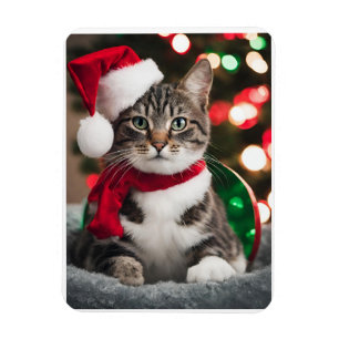 Merry Christmas with a cute kitten Magnet