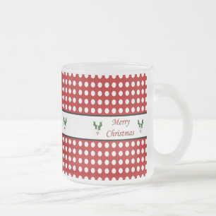 Merry Christmas with a Polka Dot pattern Frosted Glass Coffee Mug