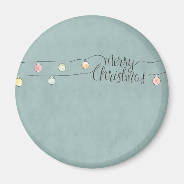 Merry Christmas with a String of Ornaments Magnet (Front)