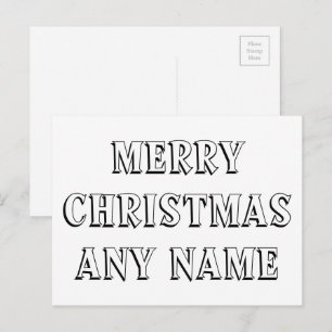 Merry Christmas with Any Name Colour-Your-Own Postcard