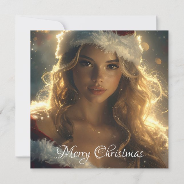 MERRY CHRISTMAS with beautiful Santa Angel  Invitation (Front)