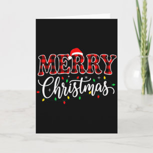Merry Christmas With Black And Red Plaid Family Me Card