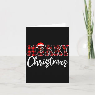 Merry Christmas With Black And Red Plaid Family Me Card